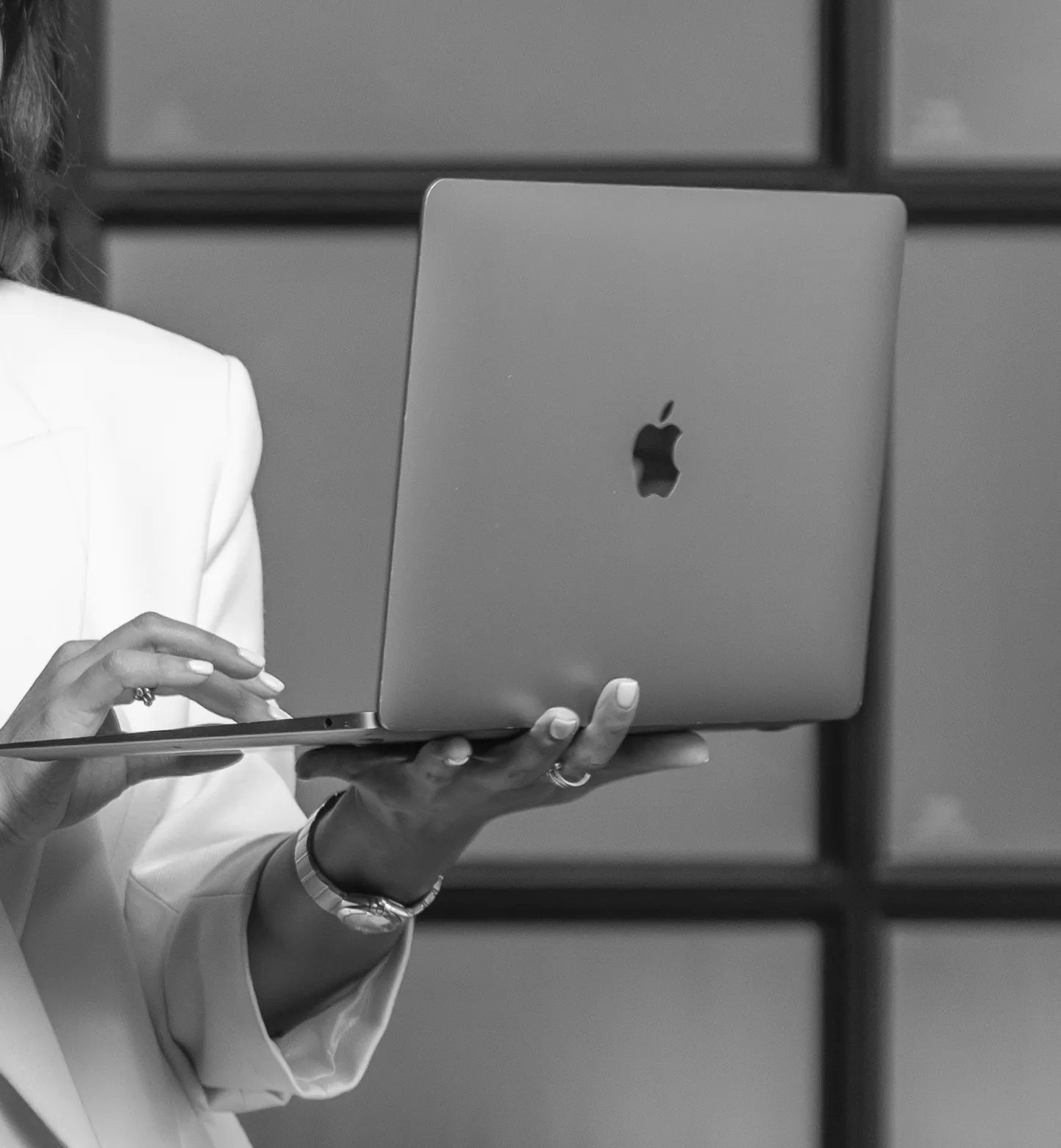 Mahsa Saeedi working on a laptop